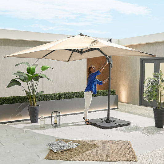 Genesis Grey Frame Cantilever Parasol | 3m Square & 3m x 2.5m Rectangular | Beige