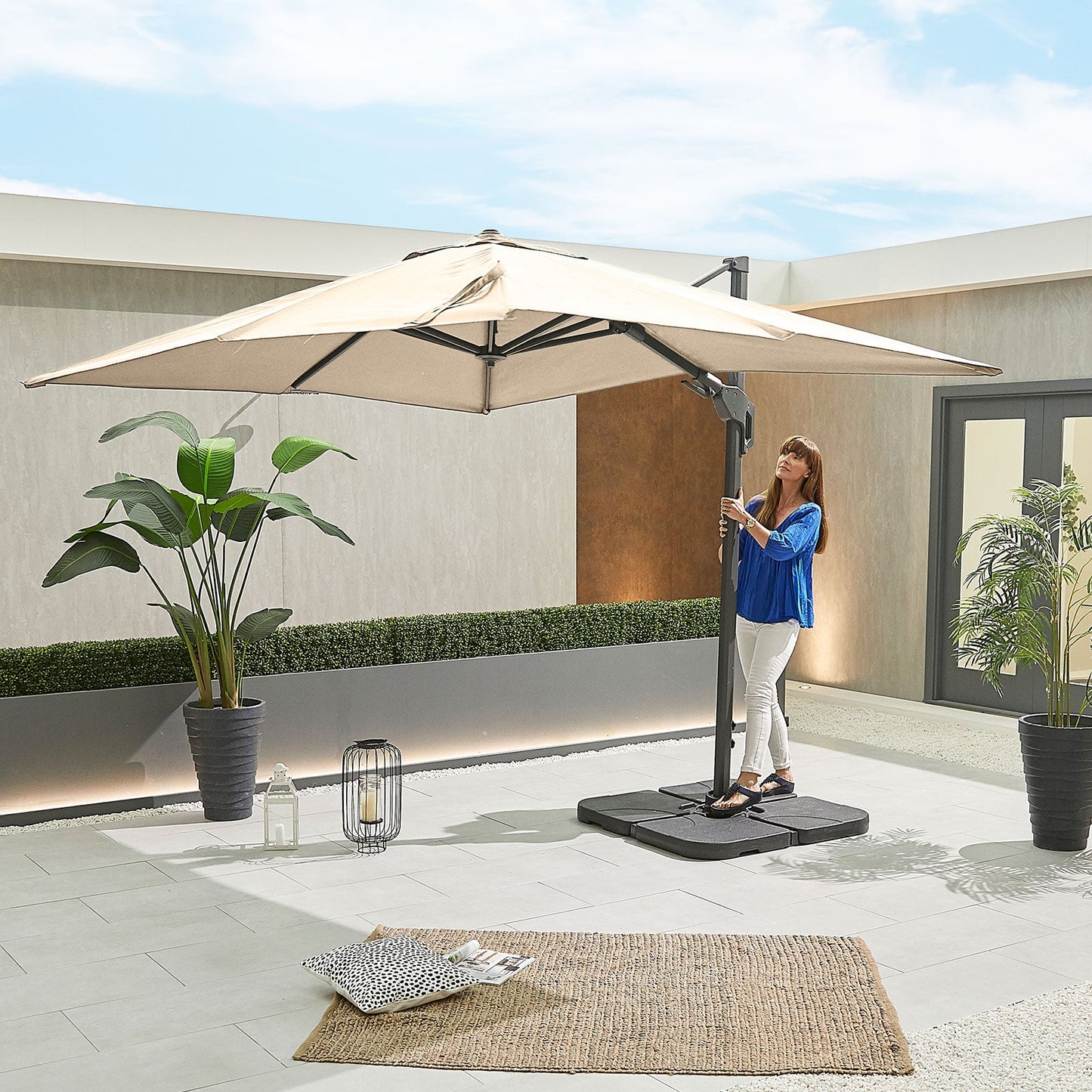 Genesis Grey Frame Cantilever Parasol | 3m Square & 3m x 2.5m Rectangular | Beige