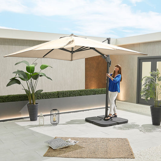 Genesis Grey Frame Cantilever Parasol | 3m Square & 3m x 2.5m Rectangular | Beige