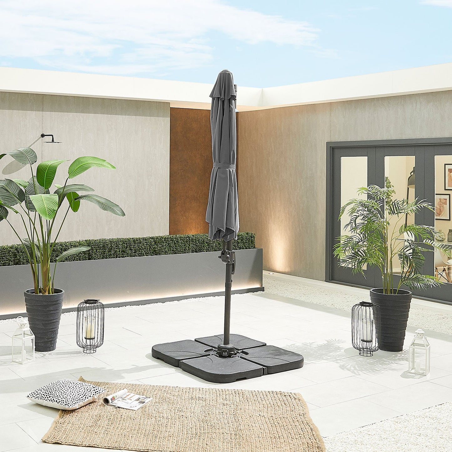Apollo Cantilever Parasol | Multiple Sizes | Beige & Grey