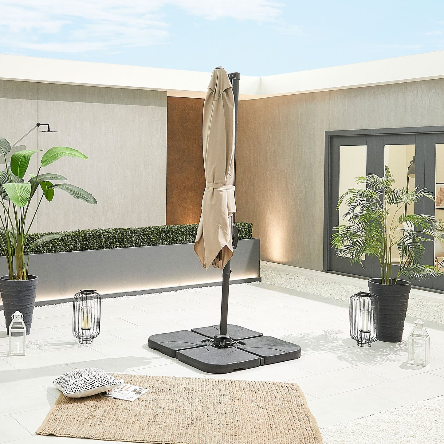 Apollo Cantilever Parasol | Multiple Sizes | Beige & Grey