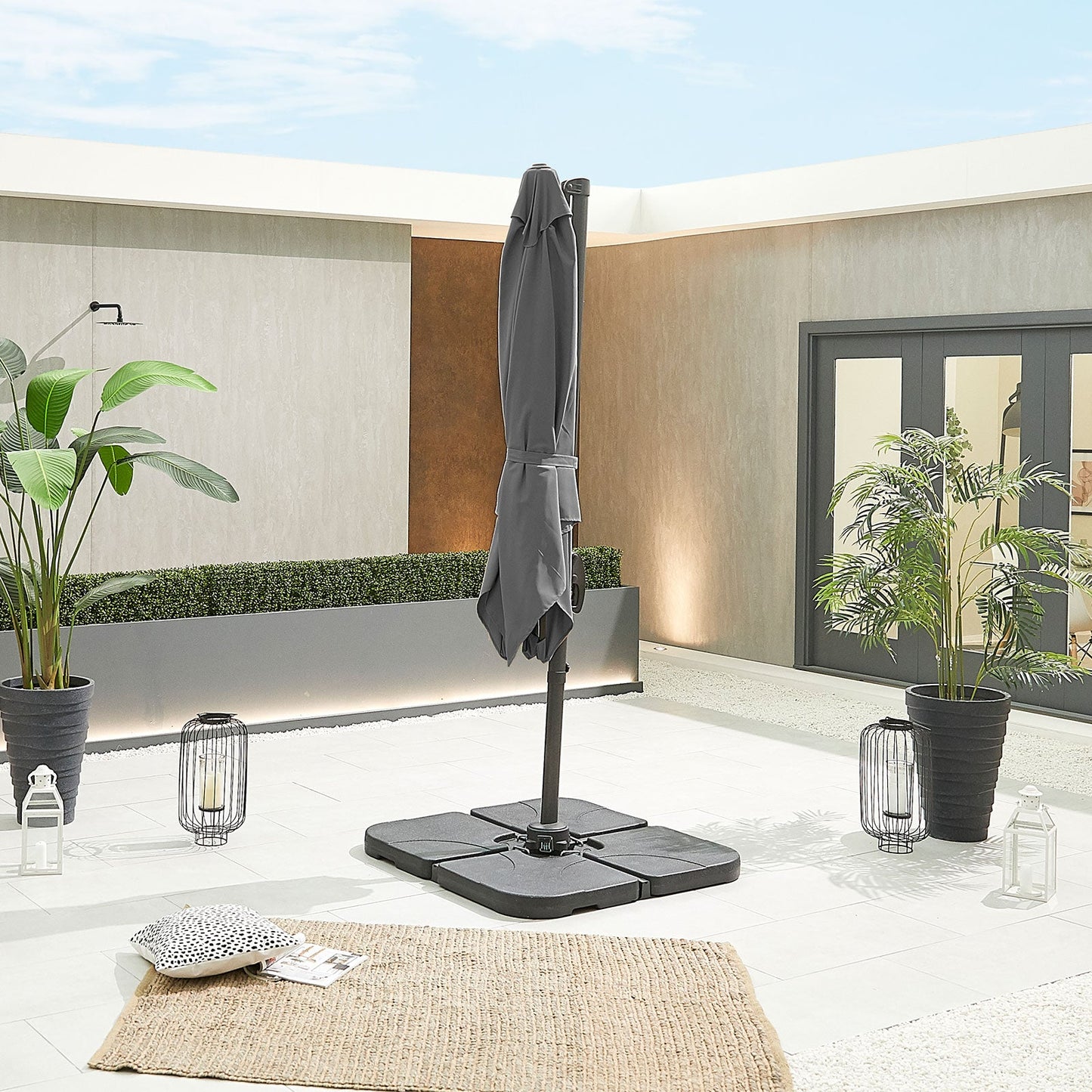 Apollo Cantilever Parasol | Multiple Sizes | Beige & Grey