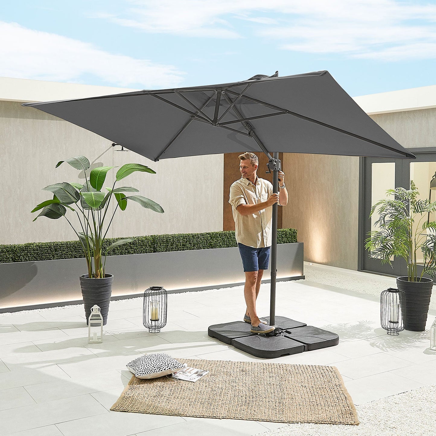 Apollo Cantilever Parasol | Multiple Sizes | Beige & Grey