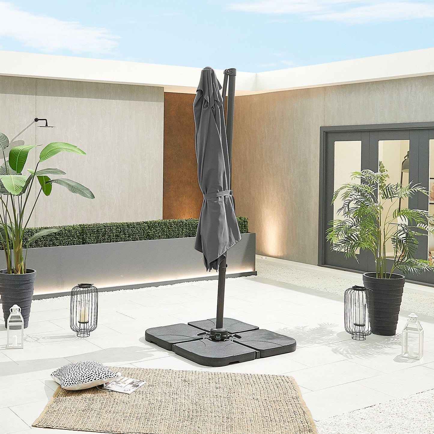 Apollo Cantilever Parasol | Multiple Sizes | Beige & Grey