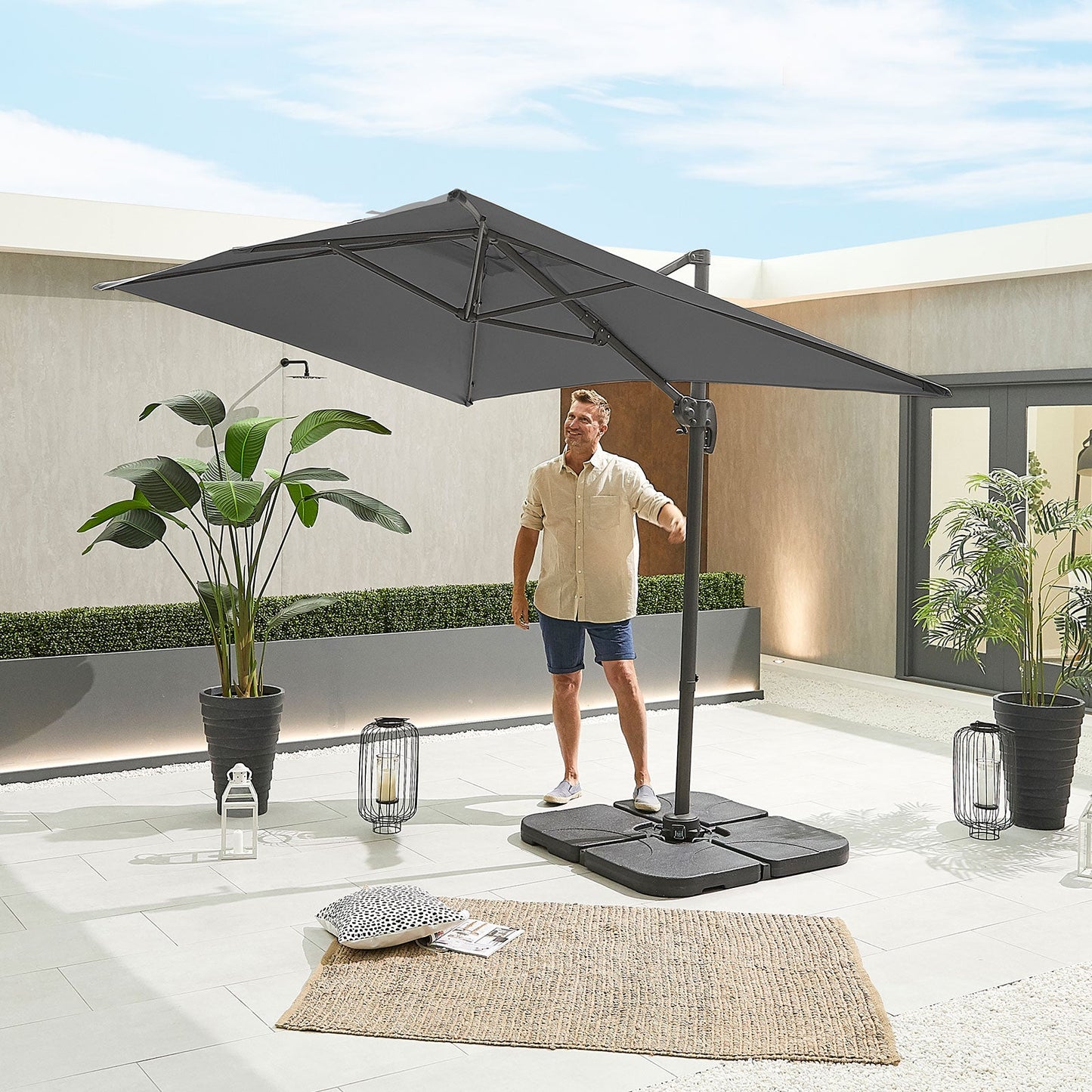 Apollo Cantilever Parasol | Multiple Sizes | Beige & Grey