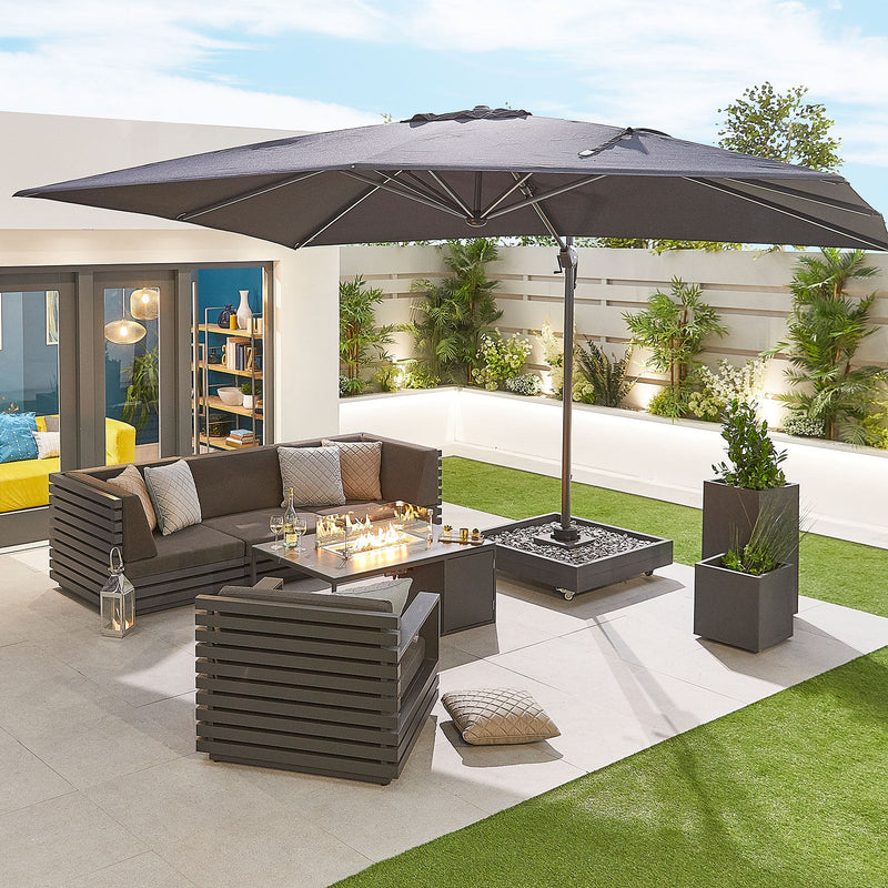 Galaxy Grey Frame LED Cantilever Parasol | Multiple Sizes | Beige & Grey