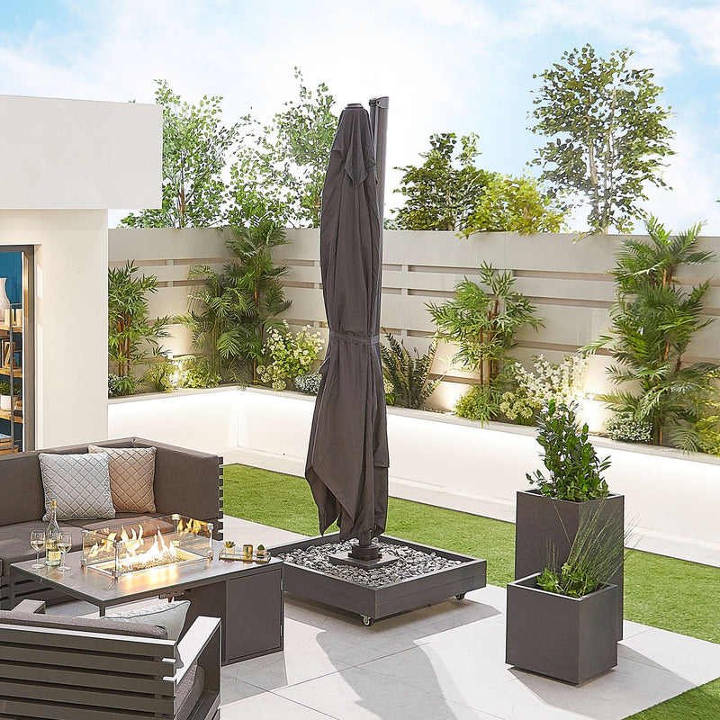 Galaxy Grey Frame LED Cantilever Parasol | Multiple Sizes | Beige & Grey