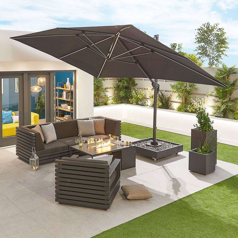Galaxy Grey Frame LED Cantilever Parasol | Multiple Sizes | Beige & Grey