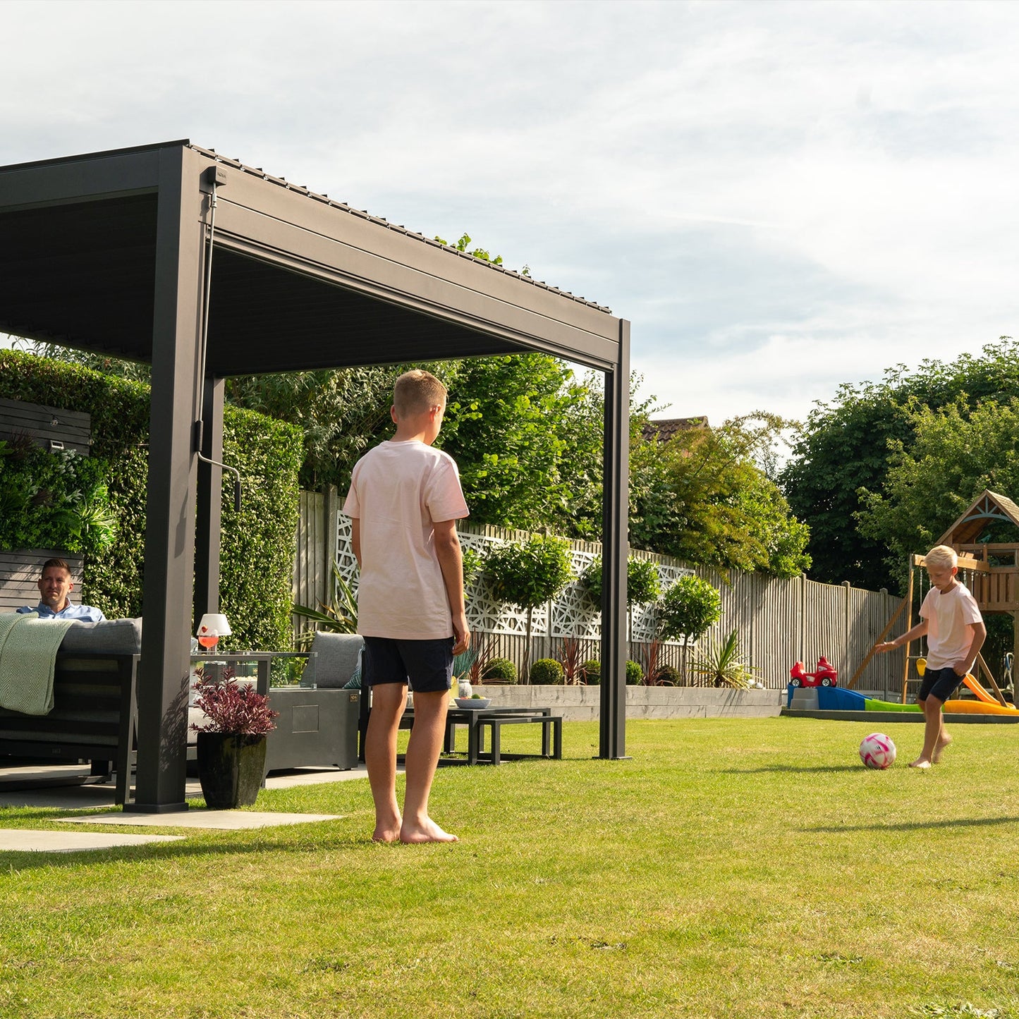 Titan Freestanding Aluminium Pergola | Multiple Sizes | Grey, Pebble & Wood Look