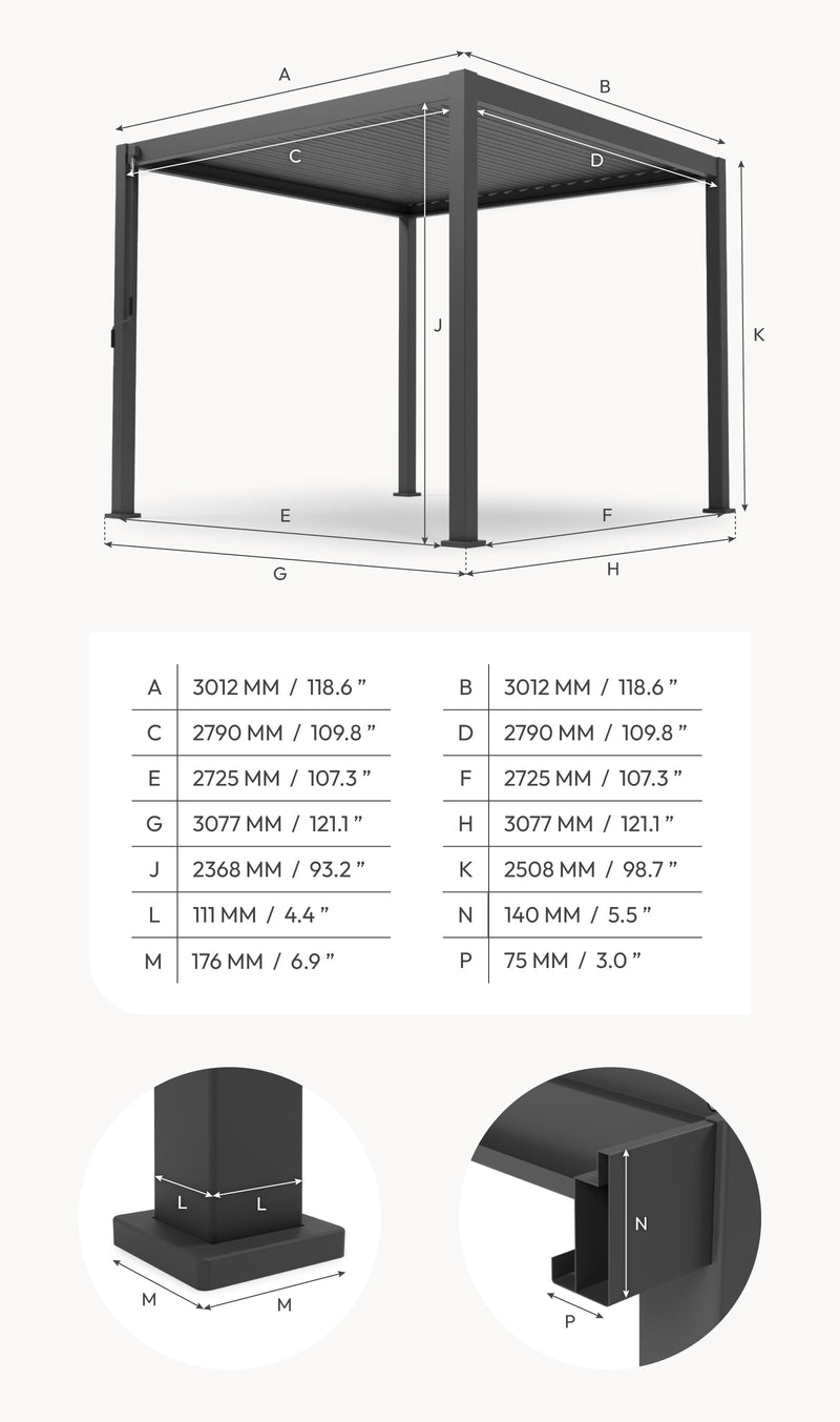 Titan Freestanding Aluminium Pergola | LED & Motorised Louvres | Multiple Sizes | Grey