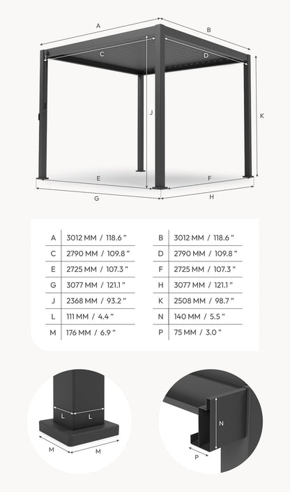 Titan Wall Mounted Aluminium Pergola | Multiple Sizes | Grey