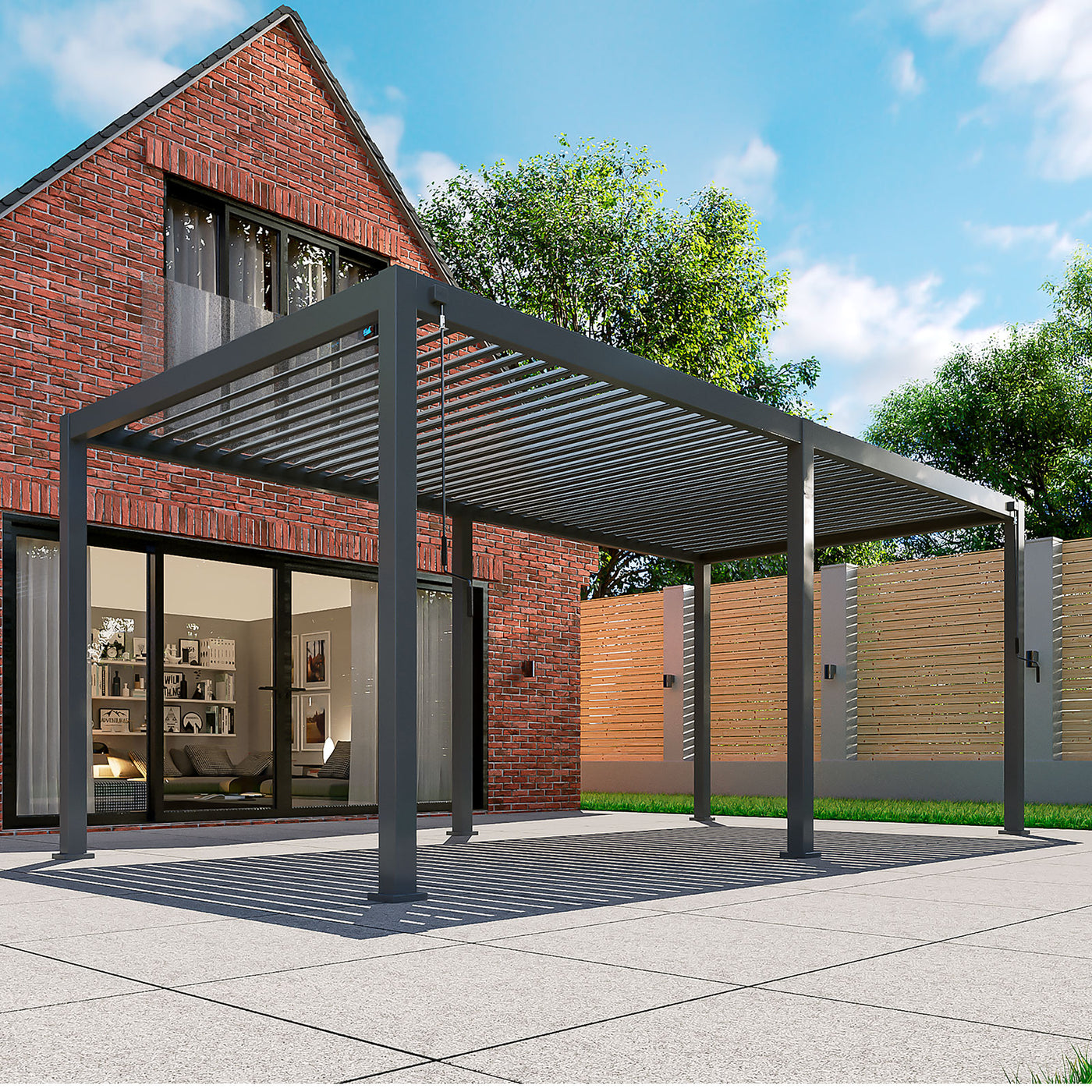 Titan Freestanding Aluminium Pergola | Multiple Sizes | Grey, Pebble & Wood Look
