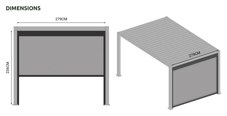 Titan Pergola Pull Down Privacy Screen | Multiple Sizes | Grey & Pebble