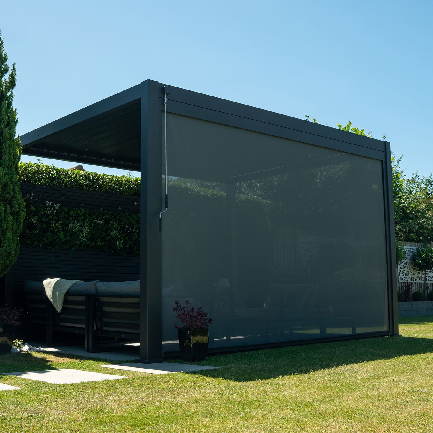Titan Pergola Pull Down Privacy Screen | Multiple Sizes | Grey & Pebble