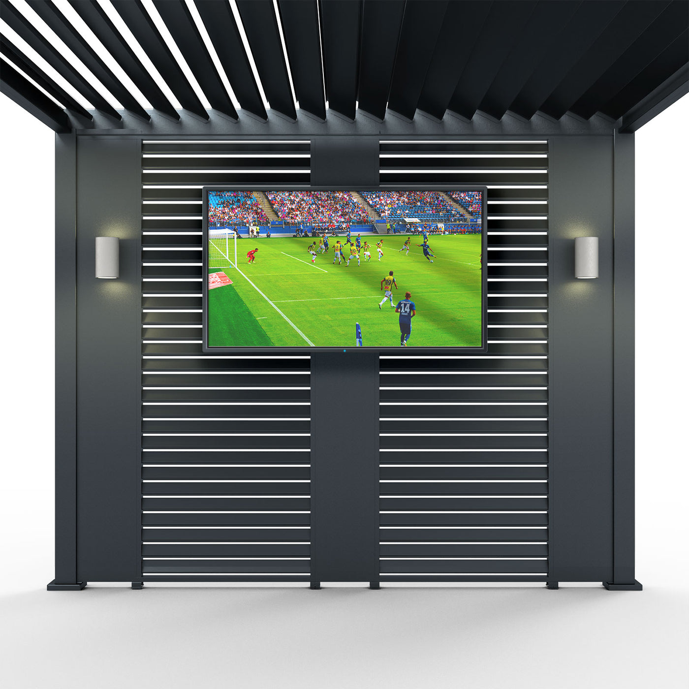 Pergola Side Wall Panel | Nova Titan 31cm Solid | Grey Pebble & Wood Look Finish | Privacy & Weather Screen