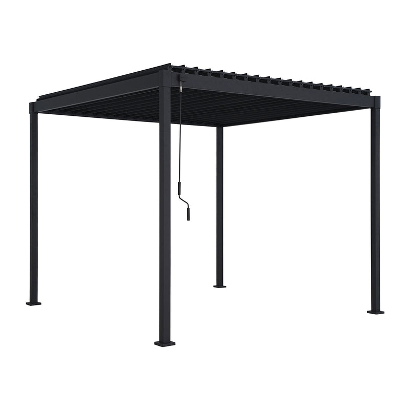 Luna Aluminium Pergola | Manually Operated Louvres | Multiple Sizes | Grey