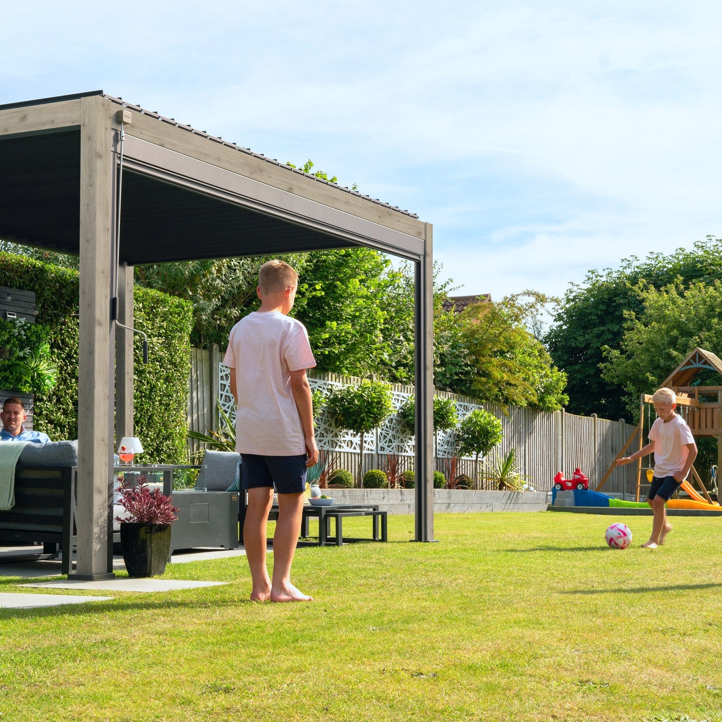 Titan Freestanding Aluminium Pergola | Multiple Sizes | Grey, Pebble & Wood Look