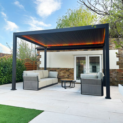 Titan Freestanding Aluminium Pergola | LED & Motorised Louvres | Multiple Sizes | Grey