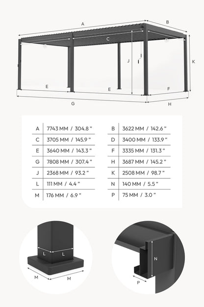 Titan Freestanding Aluminium Pergola | Multiple Sizes | Grey, Pebble & Wood Look
