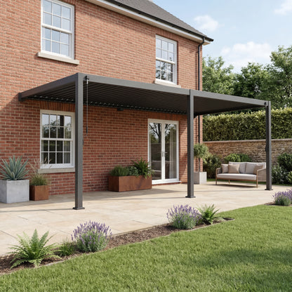 Titan Wall Mounted Aluminium Pergola | Multiple Sizes | Grey