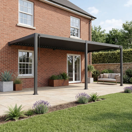 Titan Wall Mounted Aluminium Pergola | Multiple Sizes | Grey