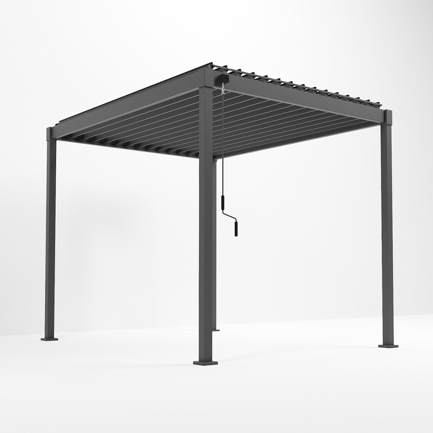 Luna Aluminium Pergola | Manually Operated Louvres | Multiple Sizes | Grey