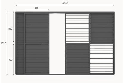 Adjustable Louvre Sliding Door Side Wall - 3.6m - Grey
