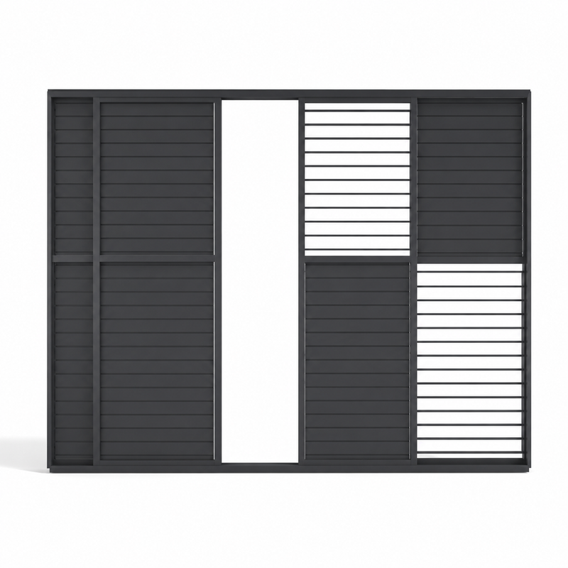 Adjustable Louvre Sliding Door Side Wall - 3.6m - Grey