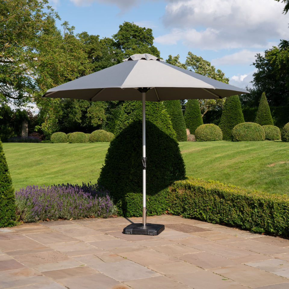 Enzo Crank Operated Parasol | 3.0m & 3.5m | Dark & Light Grey