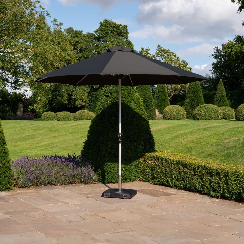 Enzo Crank Operated Parasol | 3.0m & 3.5m | Dark & Light Grey