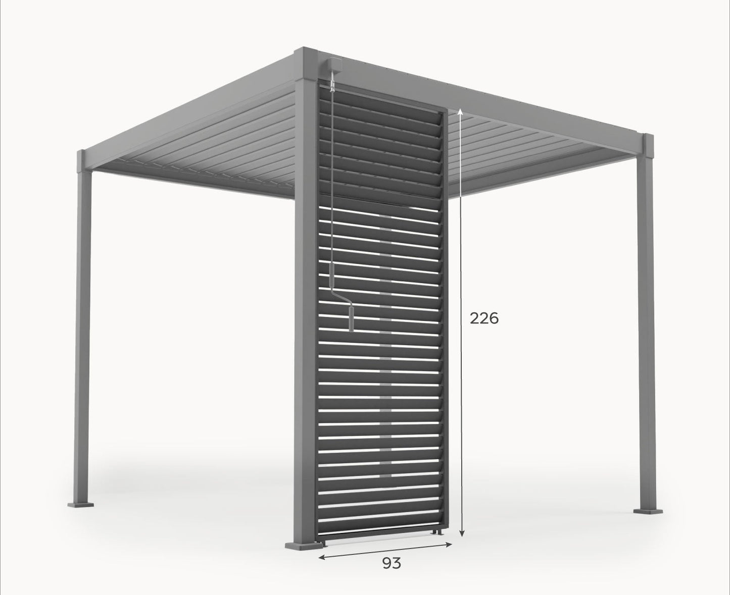 Luna 1.0 Fixed Louvre Side Wall Panel | Aluminium & Steel | Grey