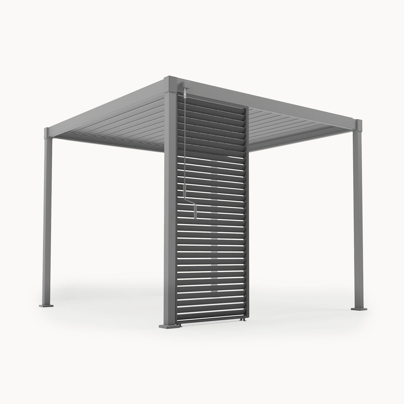 Pergola Side Wall Panel | Nova Luna 1.0 Fixed Louvre | Aluminium & Steel Build | Grey Finish | Privacy & Airflow Screen