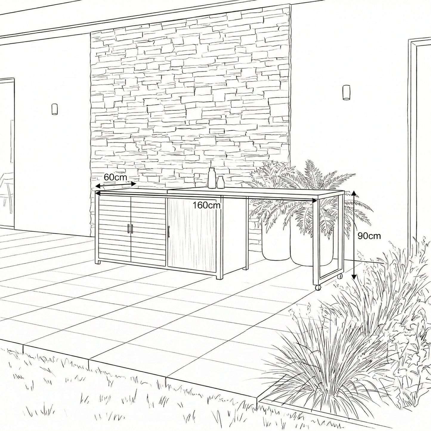 Cook Cab Outdoor Kitchen Workstation - Grey