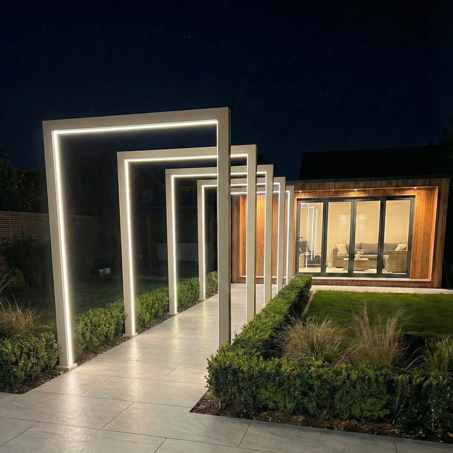 Titan Pergola Arch RGBW LED | 125cm & 155cm | Grey & Pebble | With or Without Power Pack