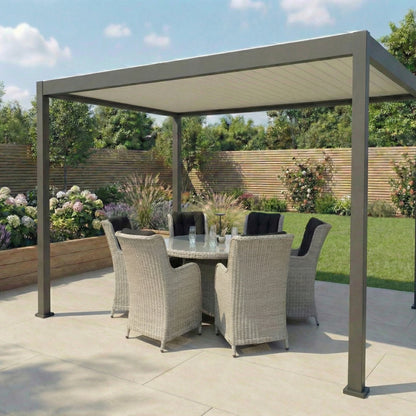 Umbra Fixed Roof Pergola | Multiple Sizes | Grey & Pebble