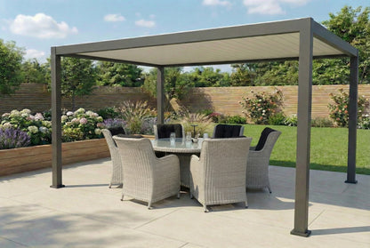 Umbra Fixed Roof Pergola | Multiple Sizes | Grey & Pebble