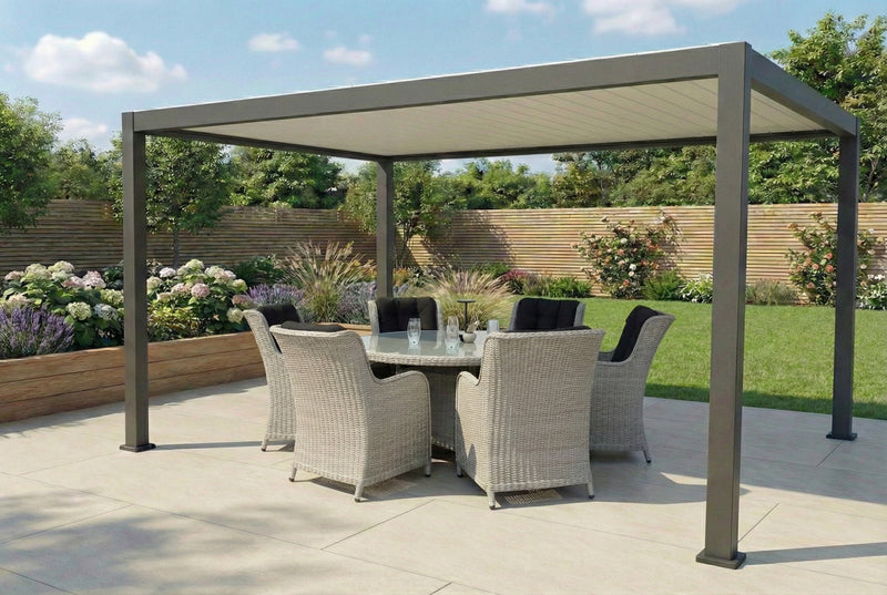 Umbra Fixed Roof Pergola | Multiple Sizes | Grey & Pebble