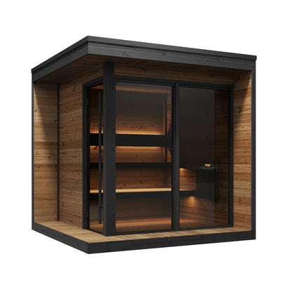 Nessy 180 Deluxe Patio Sauna 2-4 Person Thermowood with Glass Front