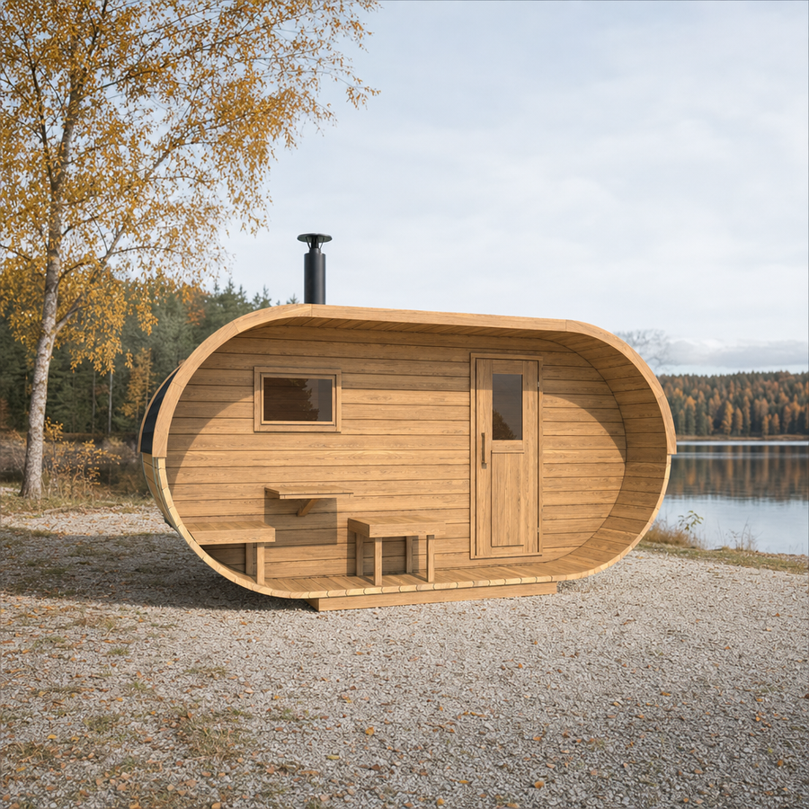 Oval Sauna Standard — Thermowood Garden Sauna, Reference Proportions — thermowood — lifestyle