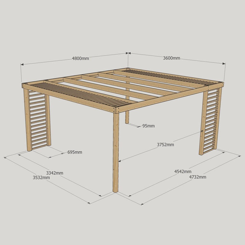 Freestanding Panel Pergola - Light Green - 3.6m Width x 4.8m Length