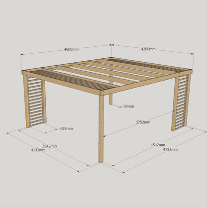 Freestanding Panel Pergola - Light Green - 4.2m Width x 4.8m Length
