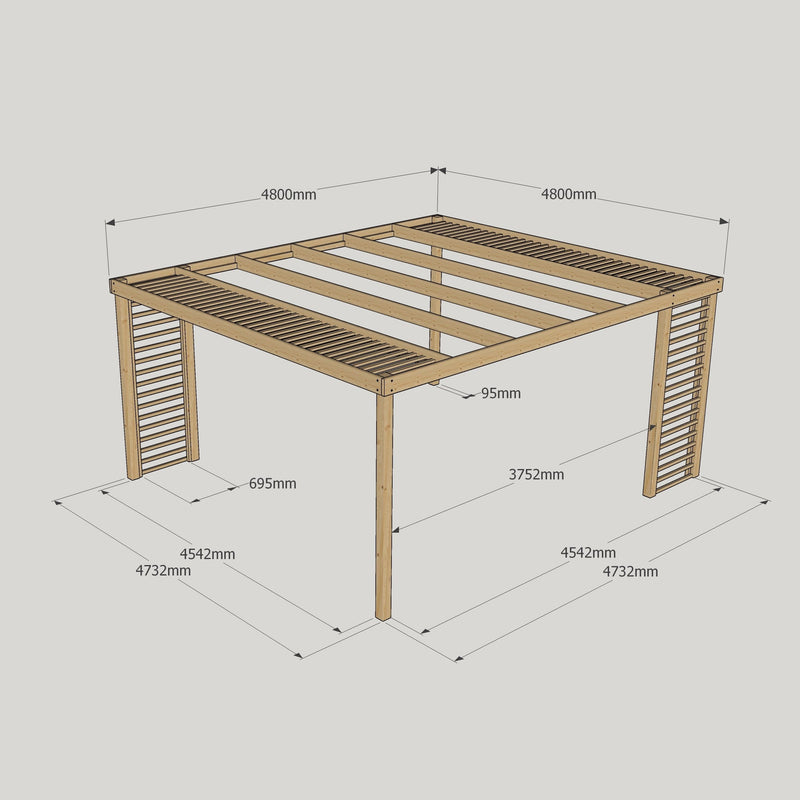 Freestanding Panel Pergola - Light Green - 4.8m Width x 4.8m Length