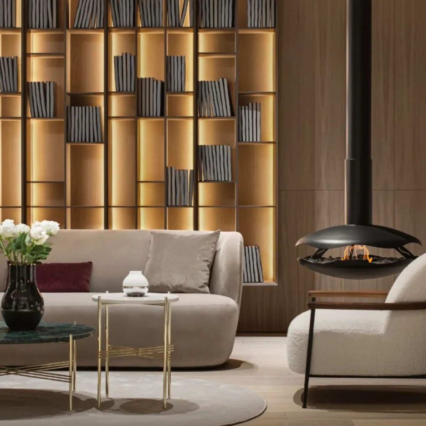 glammfire perola suspended fire product exterior view — view 3