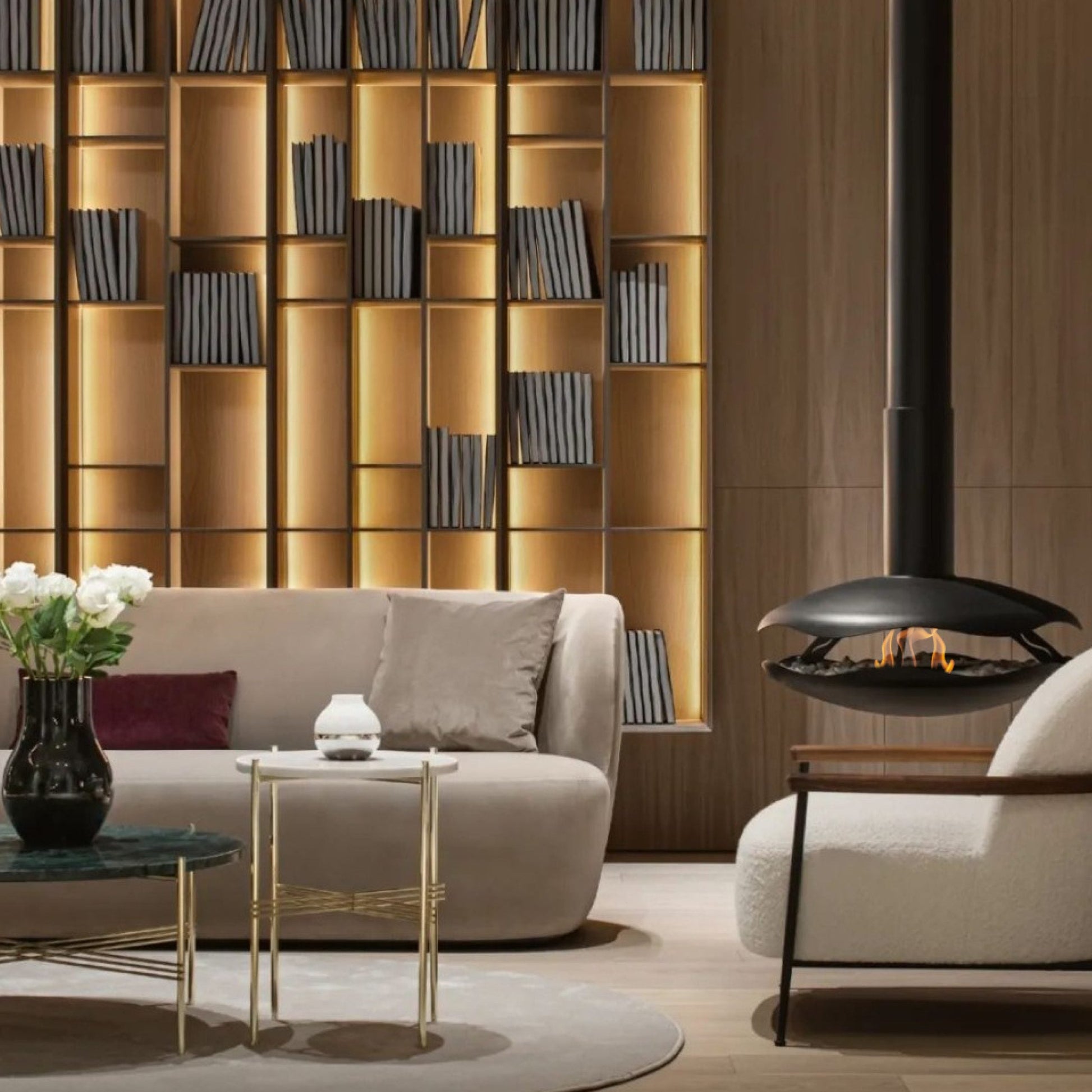 glammfire perola suspended fire product exterior view — view 3