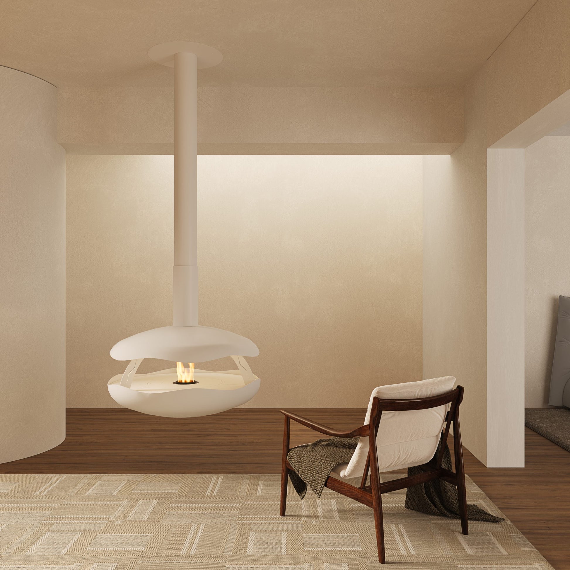 glammfire perola plus suspended fire product exterior view