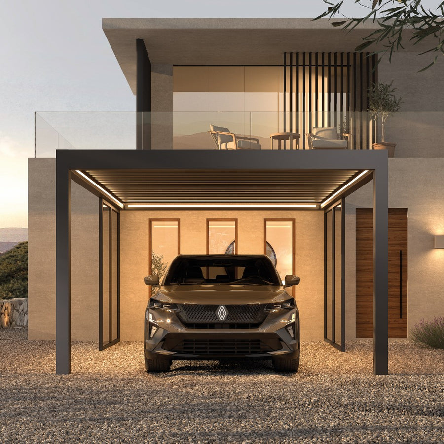 Aluminium Carport | Deponti Pinela Carport | Trapezoidal Roofing | Extra-Wide | Spans Up To 7m | Integrated LED