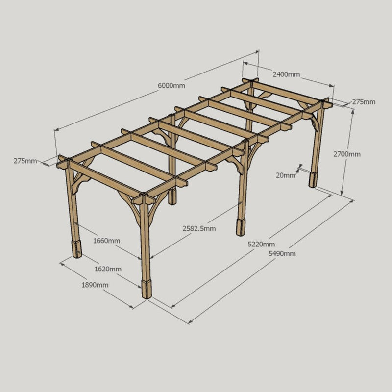 Freestanding Premium Pergola - Light Green - 2.4m Width x 6m Length