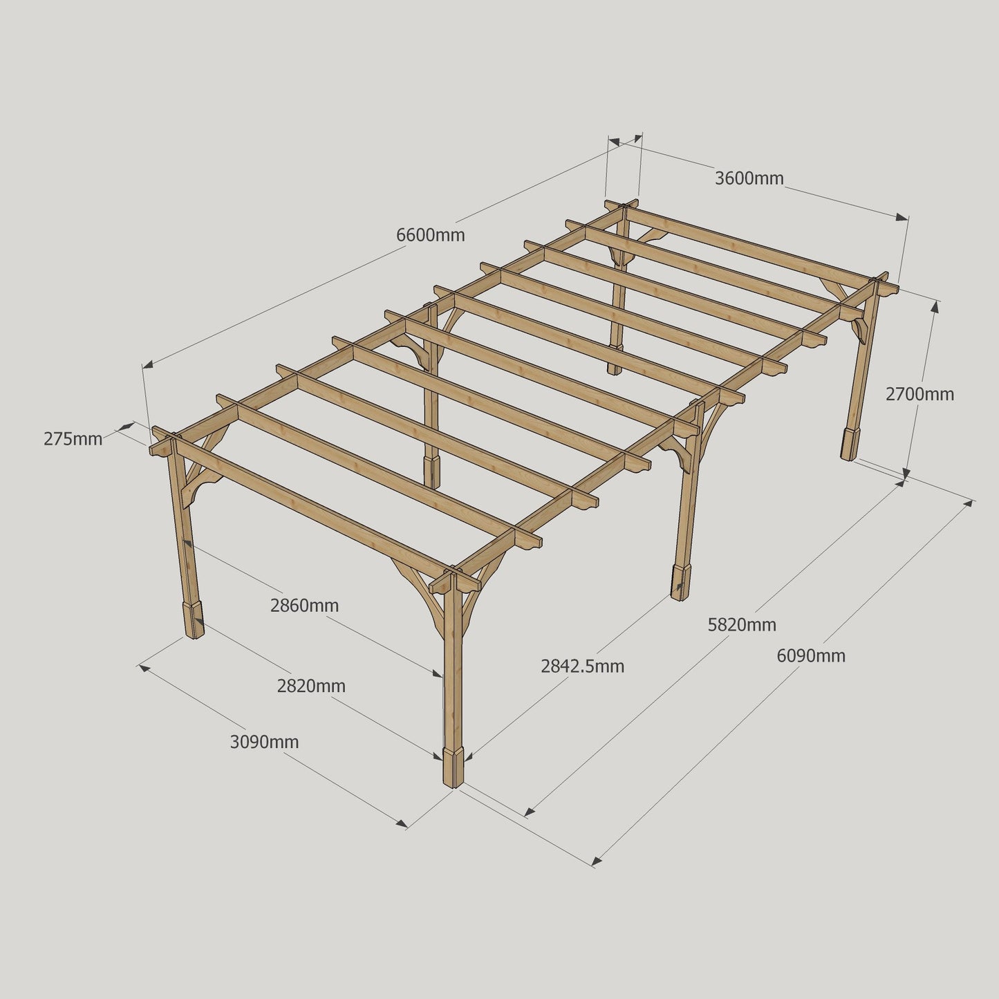 Freestanding Premium Pergola - Light Green - 3.6m Width x 6.6m Length