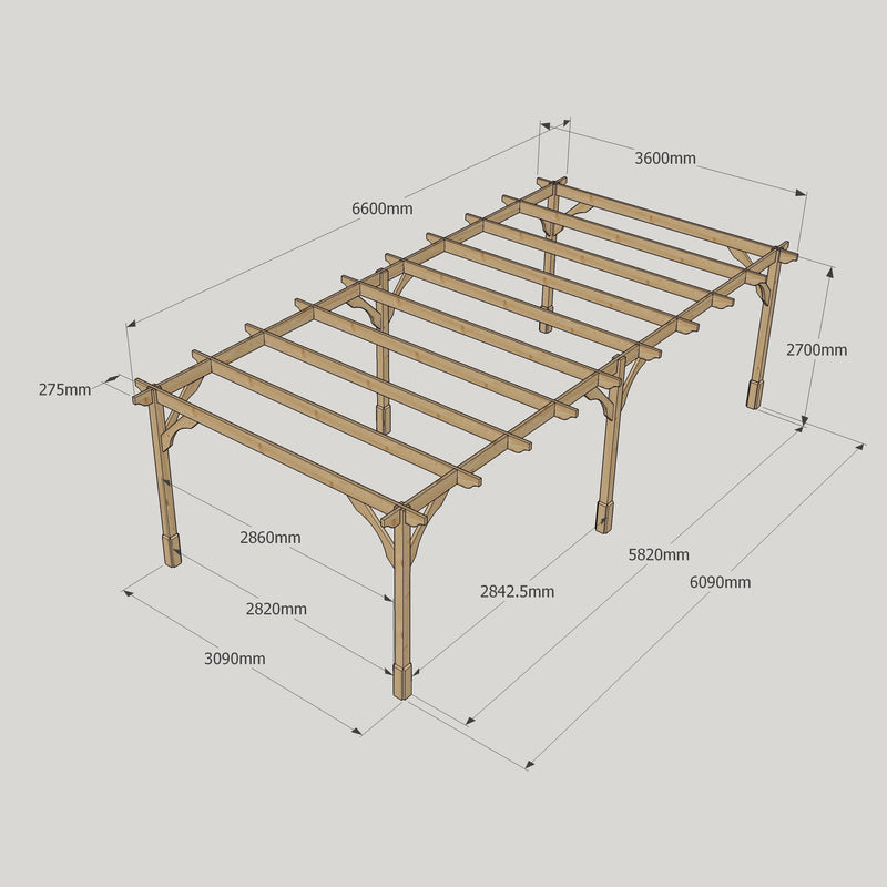 Freestanding Premium Pergola - Light Green - 3.6m Width x 6.6m Length