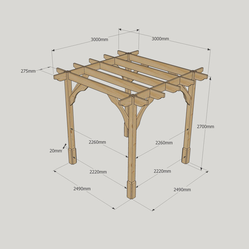 Freestanding Premium Pergola - Light Green - 3m Width x 3m Length